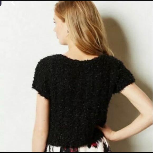 Anthropologie NWT black metallic crop cardigan - Picture 6 of 6